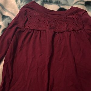 Cat & Jack Burgundy Lace Detail Blouse